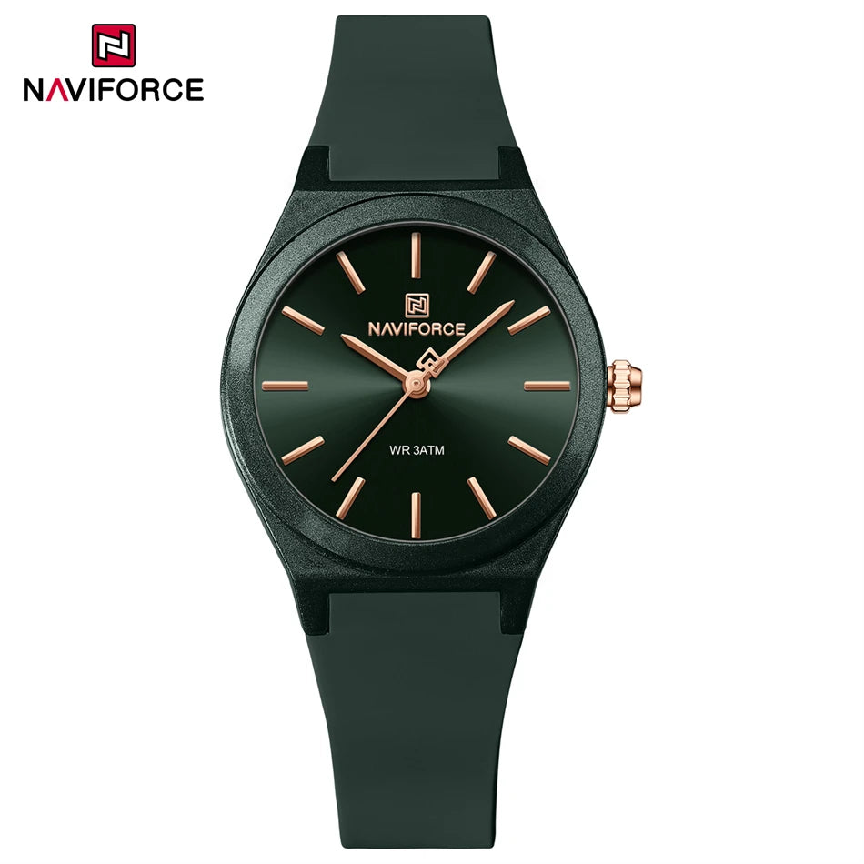 NAVIFORCE Women's Fashion Watch 2025 - Quartz Watch with Silicone Strap, Water Resistant, Simple Casual Ladies Wristwatch