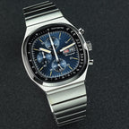 Hruodland F022 Retro Chronograph Watch for Men - Sapphire Crystal Glass, Stainless Steel, Blue Sunray Dial, Japanese Quartz Movement