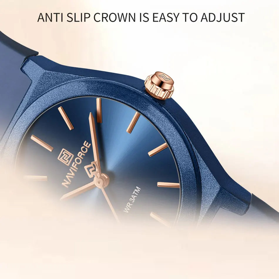 NAVIFORCE Women's Fashion Watch 2025 - Quartz Watch with Silicone Strap, Water Resistant, Simple Casual Ladies Wristwatch