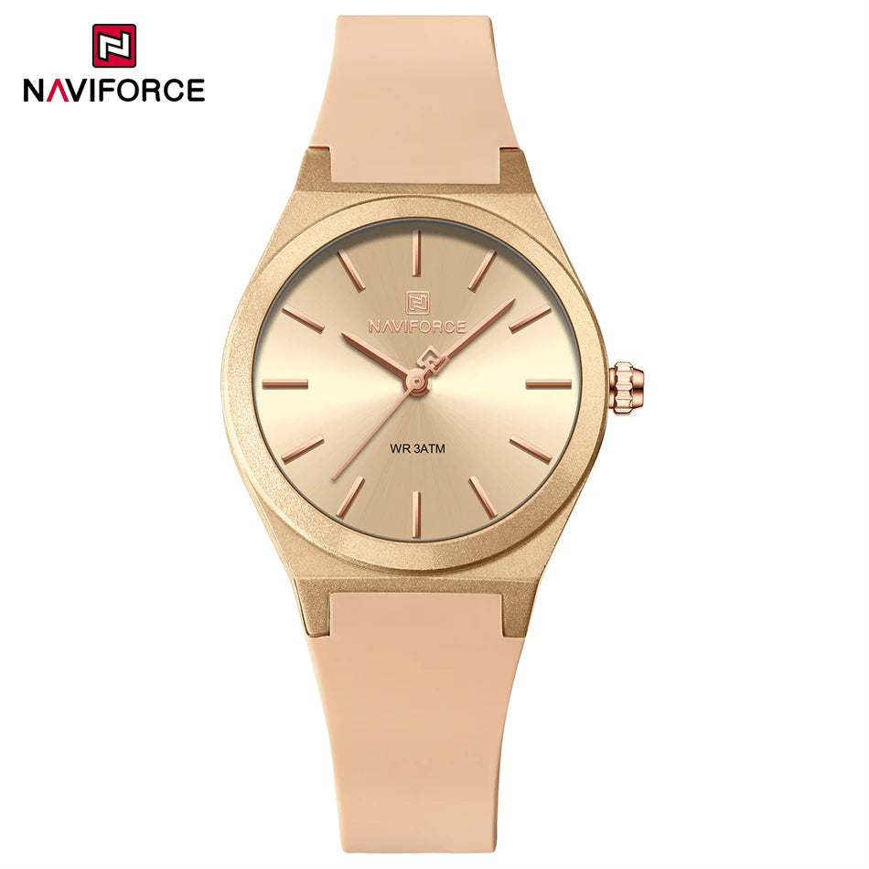 NAVIFORCE Women's Fashion Watch 2025 - Quartz Watch with Silicone Strap, Water Resistant, Simple Casual Ladies Wristwatch