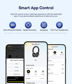 Baseus Bowie H1s Wireless Headphones - Bluetooth 5.4 with 46dB Hybrid ANC, 120H Playtime, Hi-Res Spatial Audio, 0.06s Low Latency, Foldable Over-Ear Headset