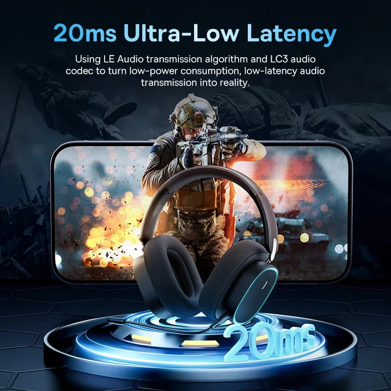 Baseus AeQur GH02 Gaming Wireless Headphones - Triple Mode 2.4G/Bluetooth 5.3/Wired, 40H Playtime, Chatmix, 4-Speaker Driver, App Control