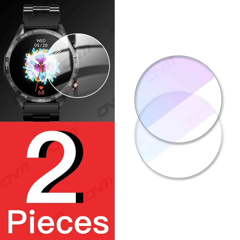 ONM 9H Premium Tempered Glass Screen Protector for Haylou Solar 5 Smartwatch - HD Clear, Anti-Fingerprint, 2.5D Rounded Edge