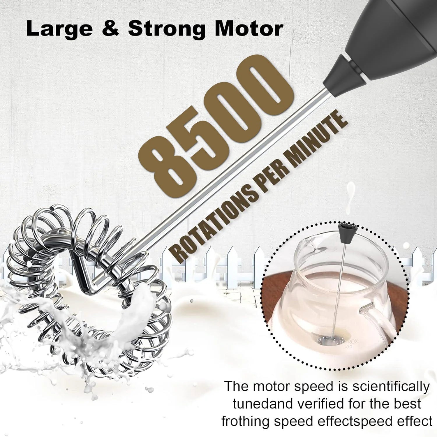 JIZHOU USB Rechargeable Milk Frother - Handheld Electric Frother with 3 Speeds, 11000 RPM, Mini Foam Maker for Coffee, Latte, Matcha & Eggs