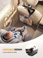 Joyroom Car Headrest Tablet Holder - Adjustable 3-in-1 Backseat Mount for iPad, Phones & Tablets 4.7"-12.9", Foldable & Stable