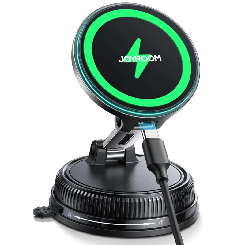Joyroom MagSafe Car Phone Holder - 15W Fast Wireless Charger, Magnetic Vacuum Suction Mount for iPhone 15/14/13/12 Series