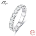 AnuJewel 3mm 2-3ct D Color VVS1 Moissanite Eternity Ring, 925 Sterling Silver Wedding Band Engagement Ring for Women