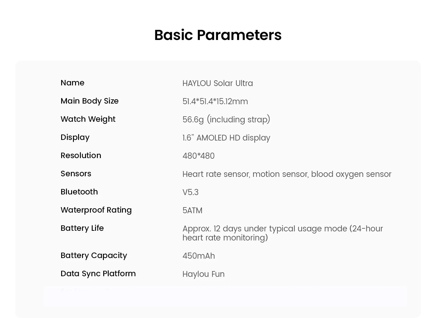 HAYLOU Solar Ultra GPS Smartwatch - 1.6" AMOLED, Built-in GPS, 5ATM Waterproof, Bluetooth Calling, 170+ Sports Modes, 22-Day Battery