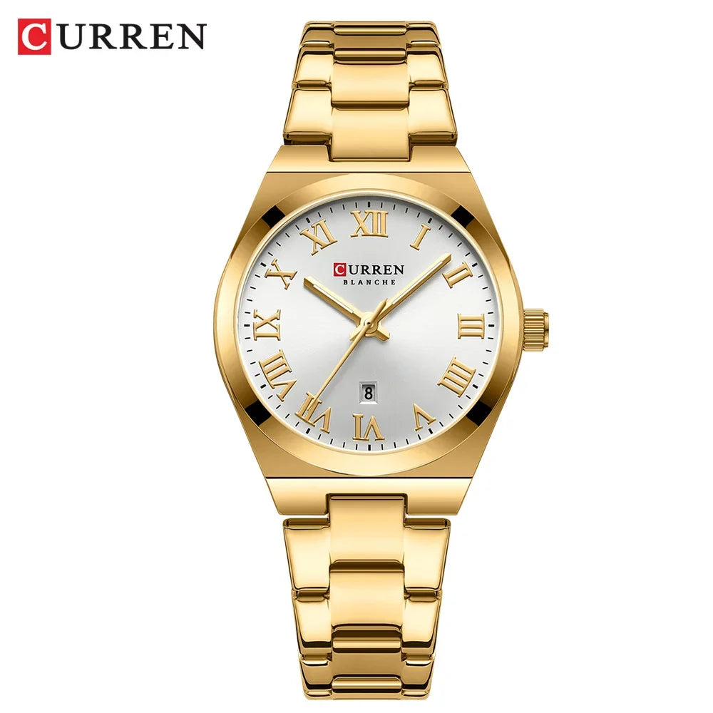 Curren Women's Watch - 33mm Fashion Dress Watch, Stainless Steel Bracelet, Date Display, Water Resistant Analog Watch for Women