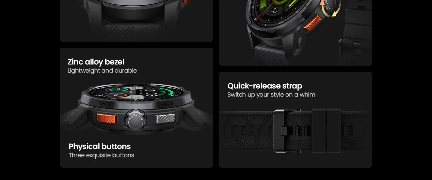 HAYLOU Solar Ultra GPS Smartwatch - 1.6" AMOLED, Built-in GPS, 5ATM Waterproof, Bluetooth Calling, 170+ Sports Modes, 22-Day Battery