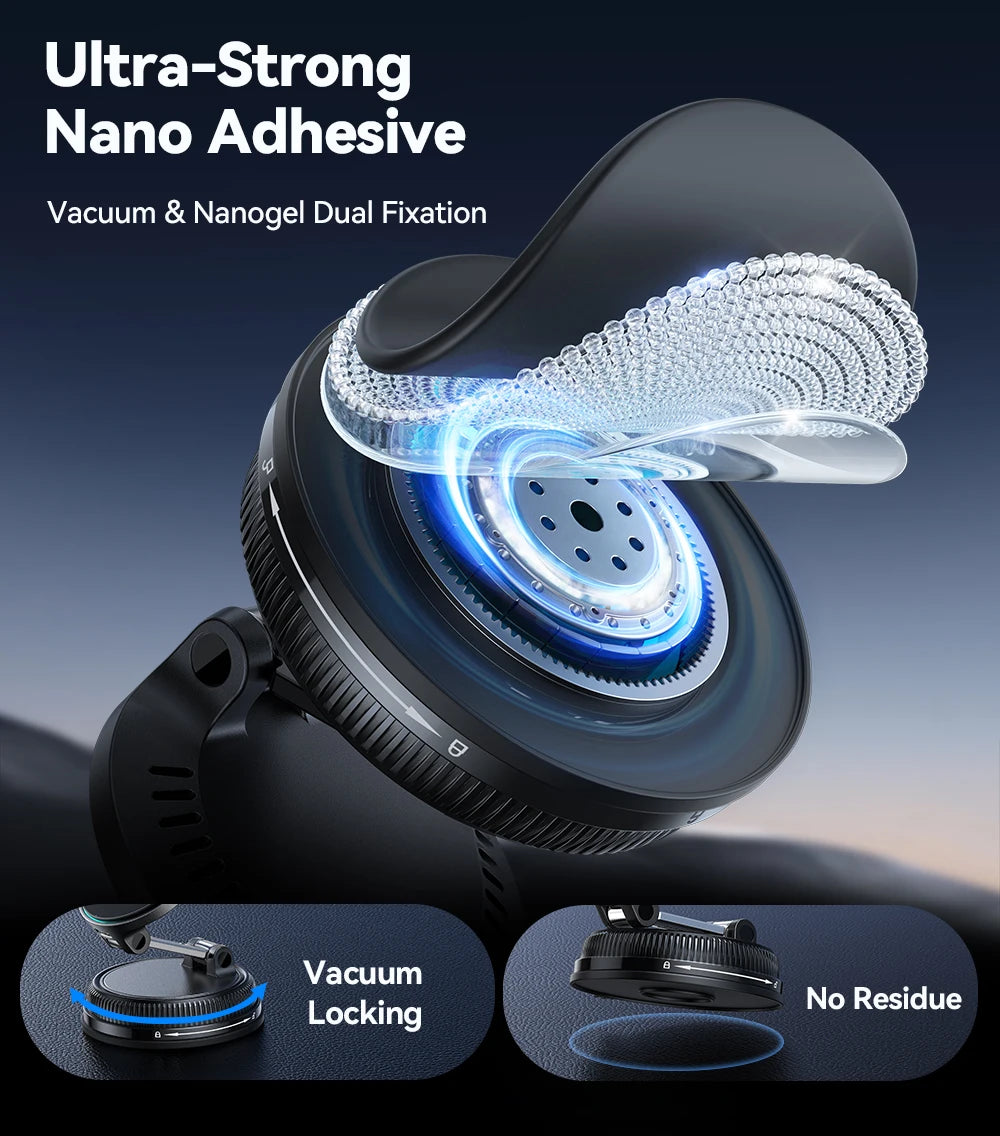 Joyroom MagSafe Car Phone Holder - 15W Fast Wireless Charger, Magnetic Vacuum Suction Mount for iPhone 15/14/13/12 Series