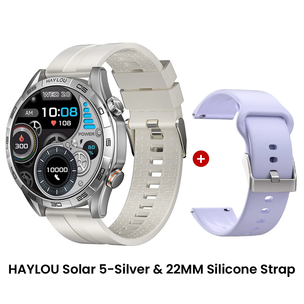 HAYLOU Solar 5 Smart Watch with Bluetooth Calling - 1.58" AMOLED 60Hz Display, 40-Day Battery, 100+ Sports Modes, 24/7 Health Monitor, IP68 Waterproof