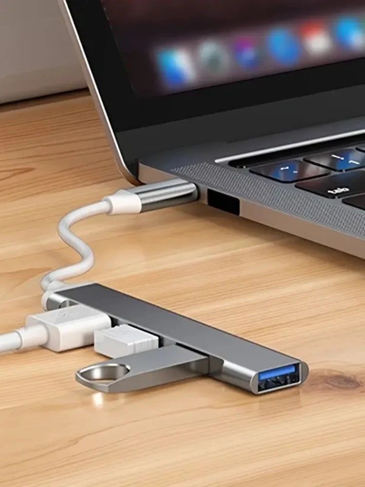 4-Port USB 3.0 Hub Splitter - High-Speed Data Hub Adapter for MacBook, Xiaomi, Lenovo Laptops, PC, and OTG Devices