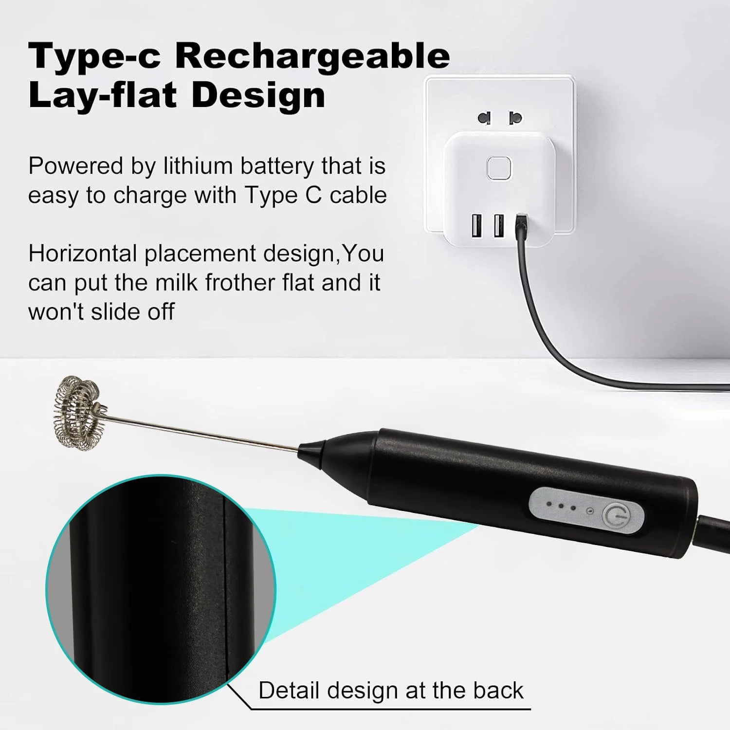 JIZHOU USB Rechargeable Milk Frother - Handheld Electric Frother with 3 Speeds, 11000 RPM, Mini Foam Maker for Coffee, Latte, Matcha & Eggs