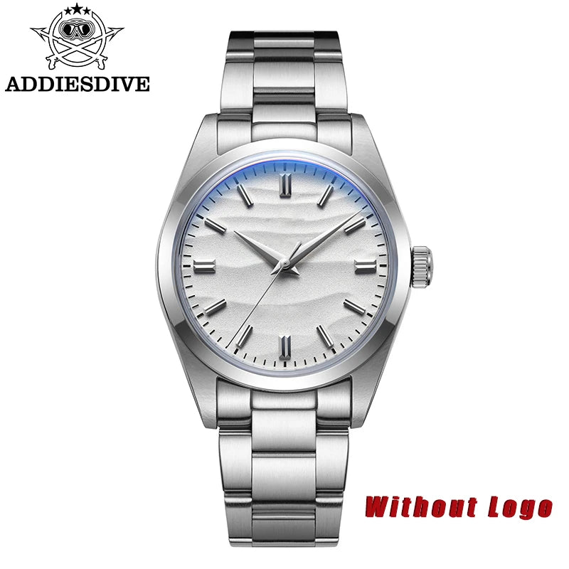 ADDIESDIVE AD2030 Men's Quartz Watch - 36mm 316L Stainless Steel, 100M Waterproof, Sand Dial, AR Coated Dome Glass, Dive-Style Watch