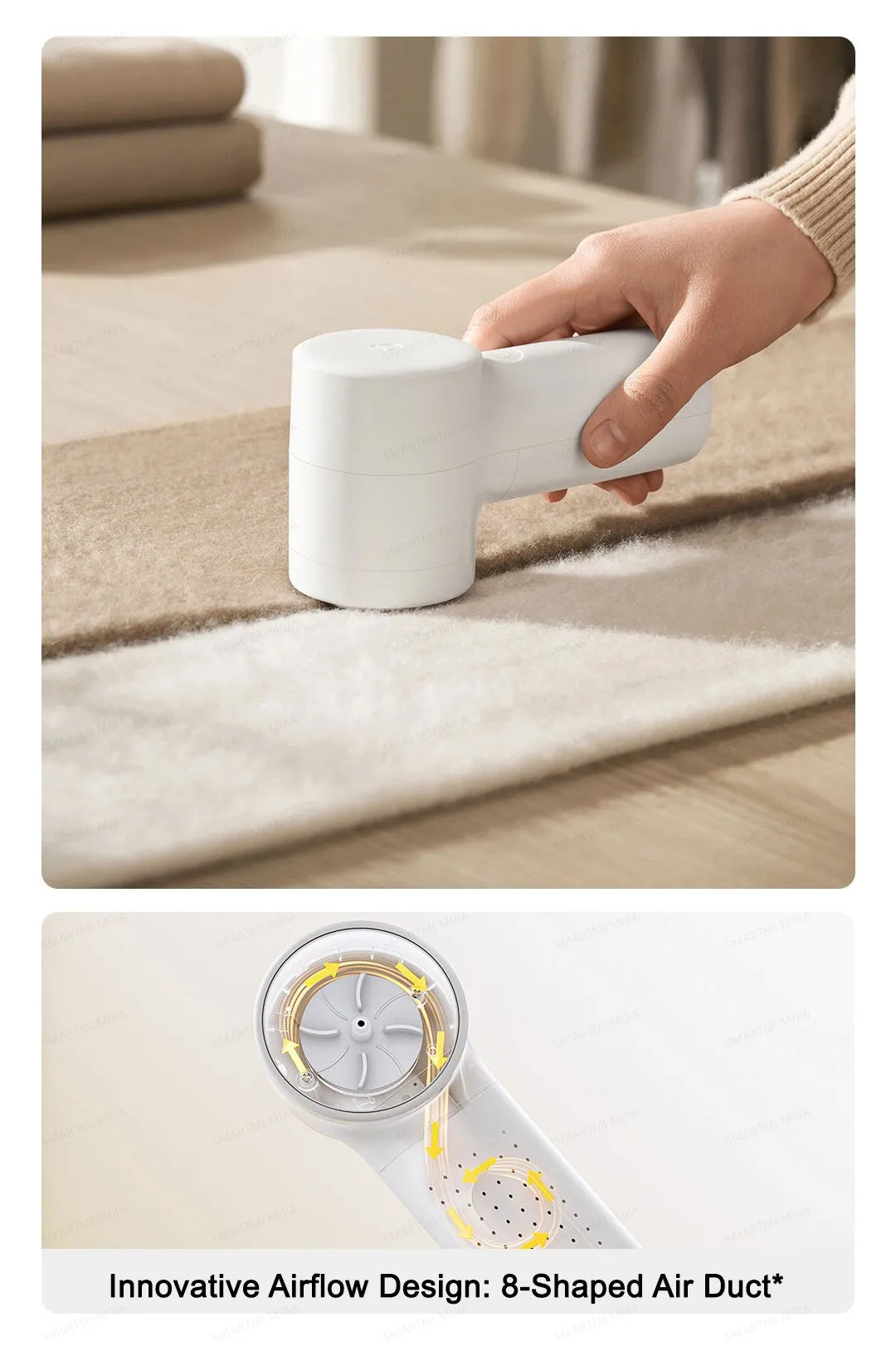 Xiaomi Mijia Lint Remover 2 - Electric Fabric Shaver with 6 Stainless Steel Blades, 180min USB-C Rechargeable, Strong Suction, Safe for Sweaters & Clothes