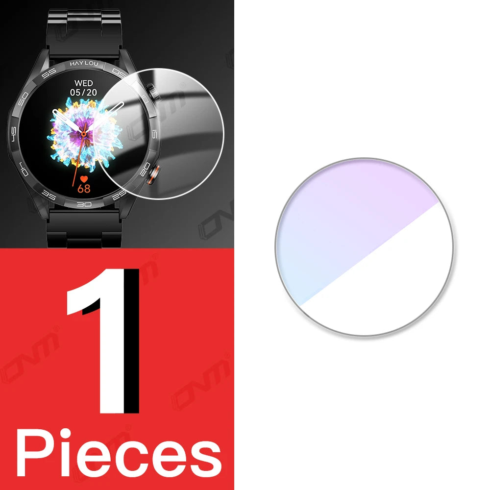ONM 9H Premium Tempered Glass Screen Protector for Haylou Solar 5 Smartwatch - HD Clear, Anti-Fingerprint, 2.5D Rounded Edge