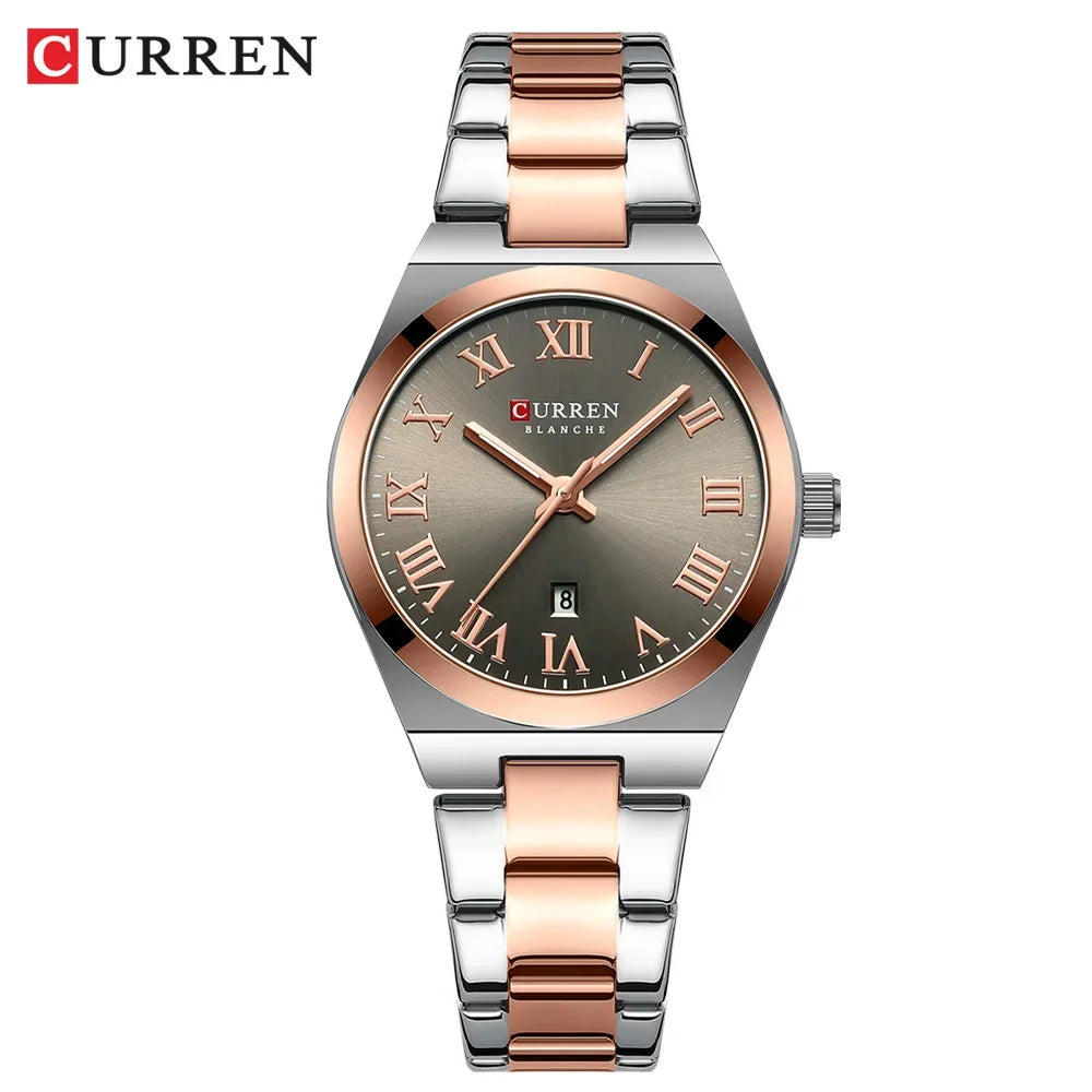 Curren Women's Watch - 33mm Fashion Dress Watch, Stainless Steel Bracelet, Date Display, Water Resistant Analog Watch for Women