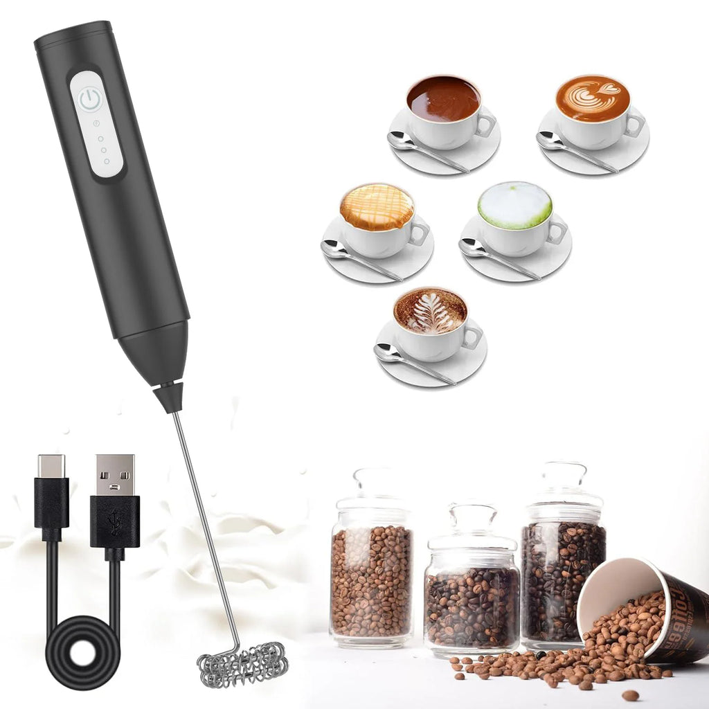 JIZHOU USB Rechargeable Milk Frother - Handheld Electric Frother with 3 Speeds, 11000 RPM, Mini Foam Maker for Coffee, Latte, Matcha & Eggs