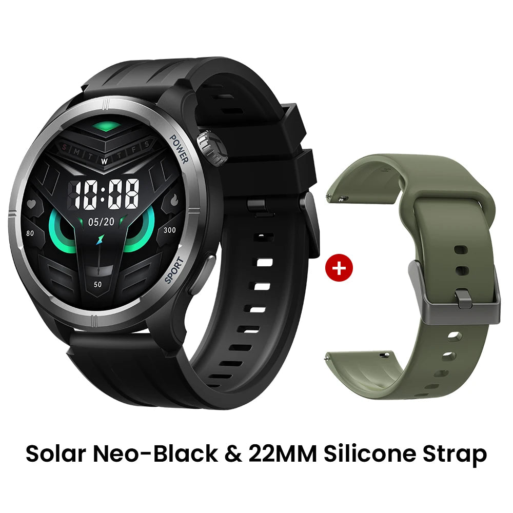 HAYLOU Solar Neo Smart Watch - Bluetooth Calling, 30-Day Battery, IP68 Waterproof, 127 Sports Modes, 24/7 Health Monitor, 1.53" HD Display
