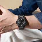 TOMI Luxury Men's Watch Gift Set - Rose Gold Case & Stainless Steel Bracelet, Business Quartz Watch with Complete Calendar, Ring & Brooch