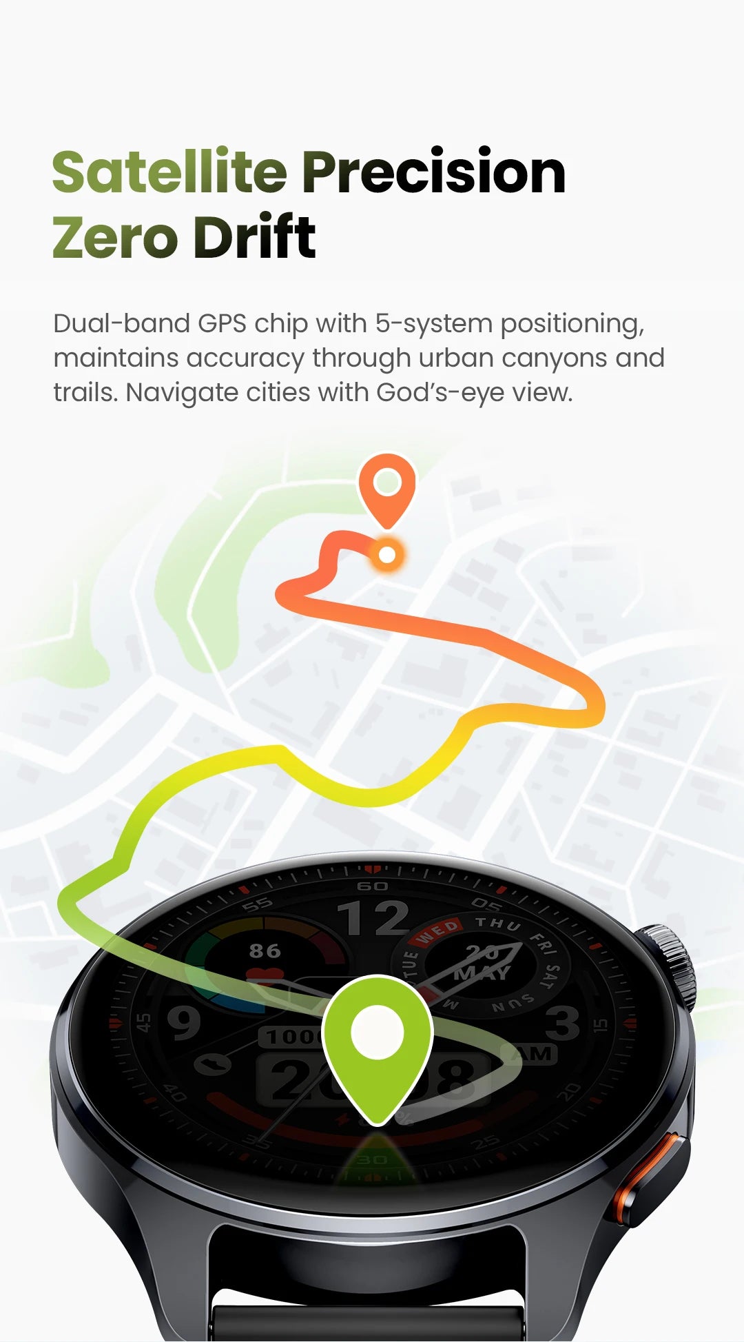 HAYLOU Watch 4S GPS Smartwatch - 1.43" AMOLED, 5-Satellite Positioning, Bluetooth Calling, 120+ Sports Modes, 18-Day Battery, Rotating Crown