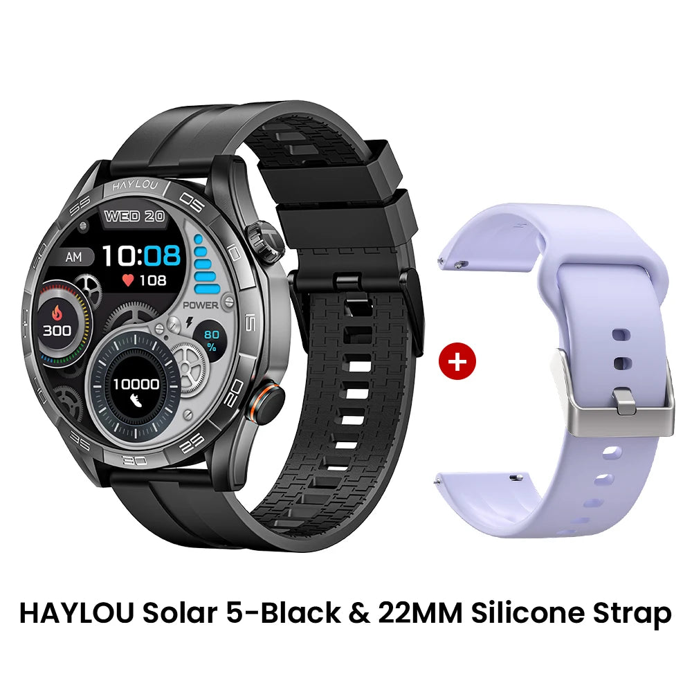 HAYLOU Solar 5 Smart Watch with Bluetooth Calling - 1.58" AMOLED 60Hz Display, 40-Day Battery, 100+ Sports Modes, 24/7 Health Monitor, IP68 Waterproof