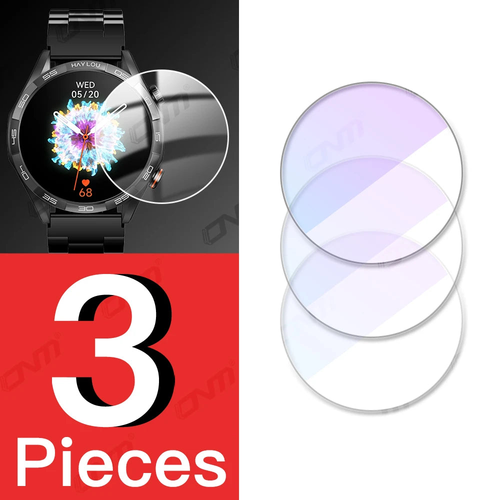 ONM 9H Premium Tempered Glass Screen Protector for Haylou Solar 5 Smartwatch - HD Clear, Anti-Fingerprint, 2.5D Rounded Edge
