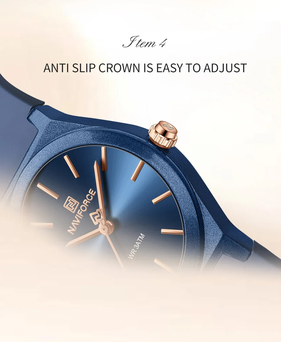 NAVIFORCE Women's Fashion Watch 2025 - Quartz Watch with Silicone Strap, Water Resistant, Simple Casual Ladies Wristwatch