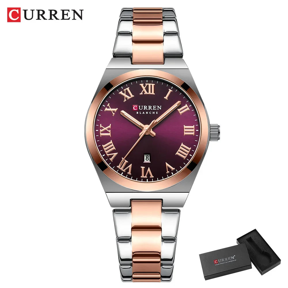 Curren Women's Watch - 33mm Fashion Dress Watch, Stainless Steel Bracelet, Date Display, Water Resistant Analog Watch for Women