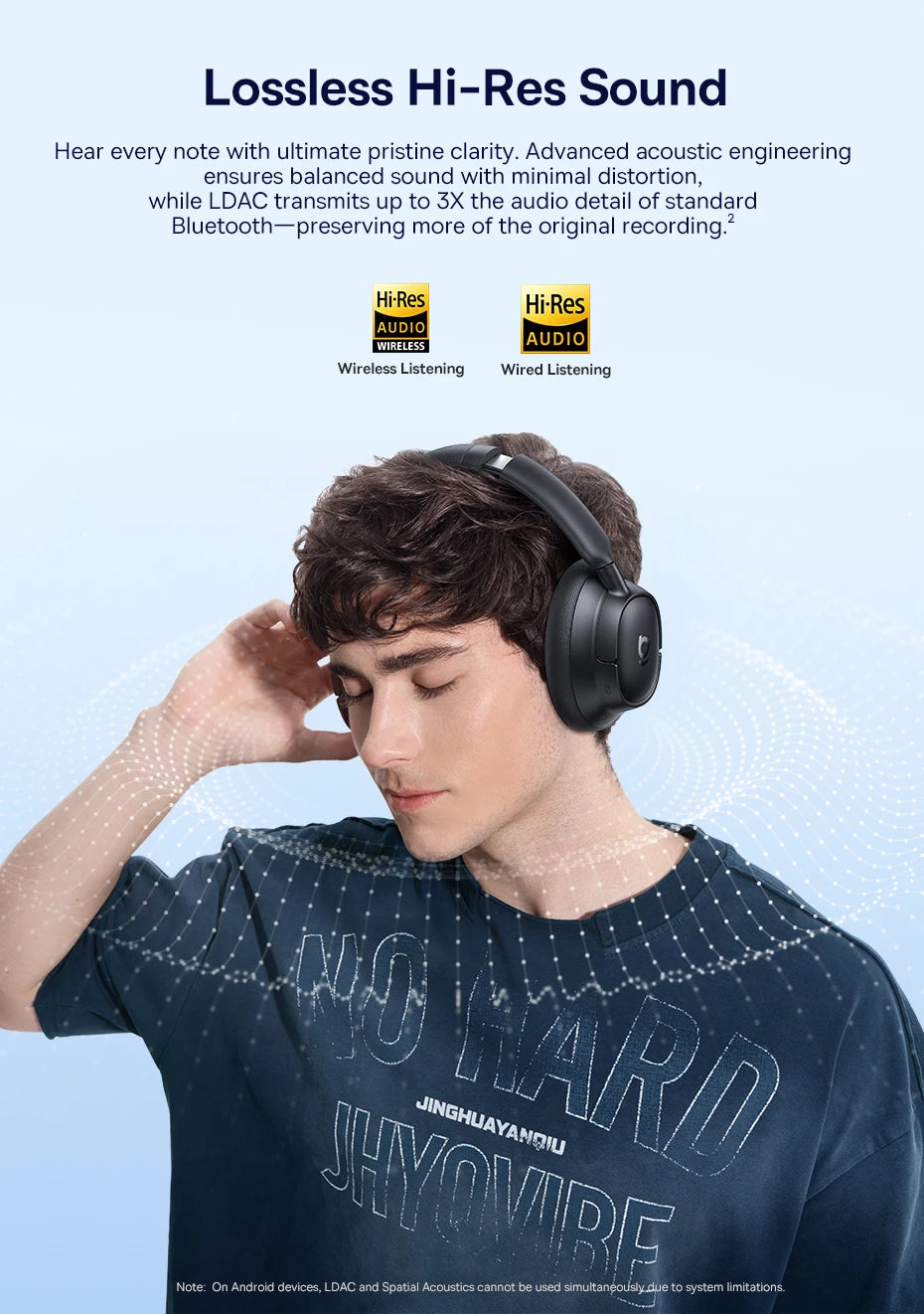 Baseus Bowie H1s Wireless Headphones - Bluetooth 5.4 with 46dB Hybrid ANC, 120H Playtime, Hi-Res Spatial Audio, 0.06s Low Latency, Foldable Over-Ear Headset