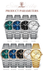 POEDAGAR Women's Watch with Date & Week Display - Waterproof Stainless Steel Luminous Dress Watch, Elegant Business Quartz Watch