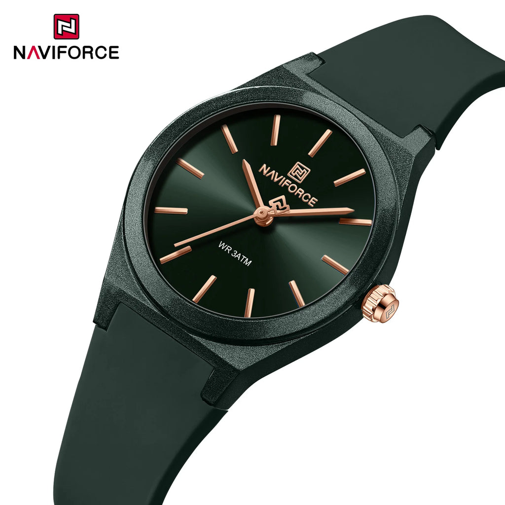 NAVIFORCE Women's Fashion Watch 2025 - Quartz Watch with Silicone Strap, Water Resistant, Simple Casual Ladies Wristwatch