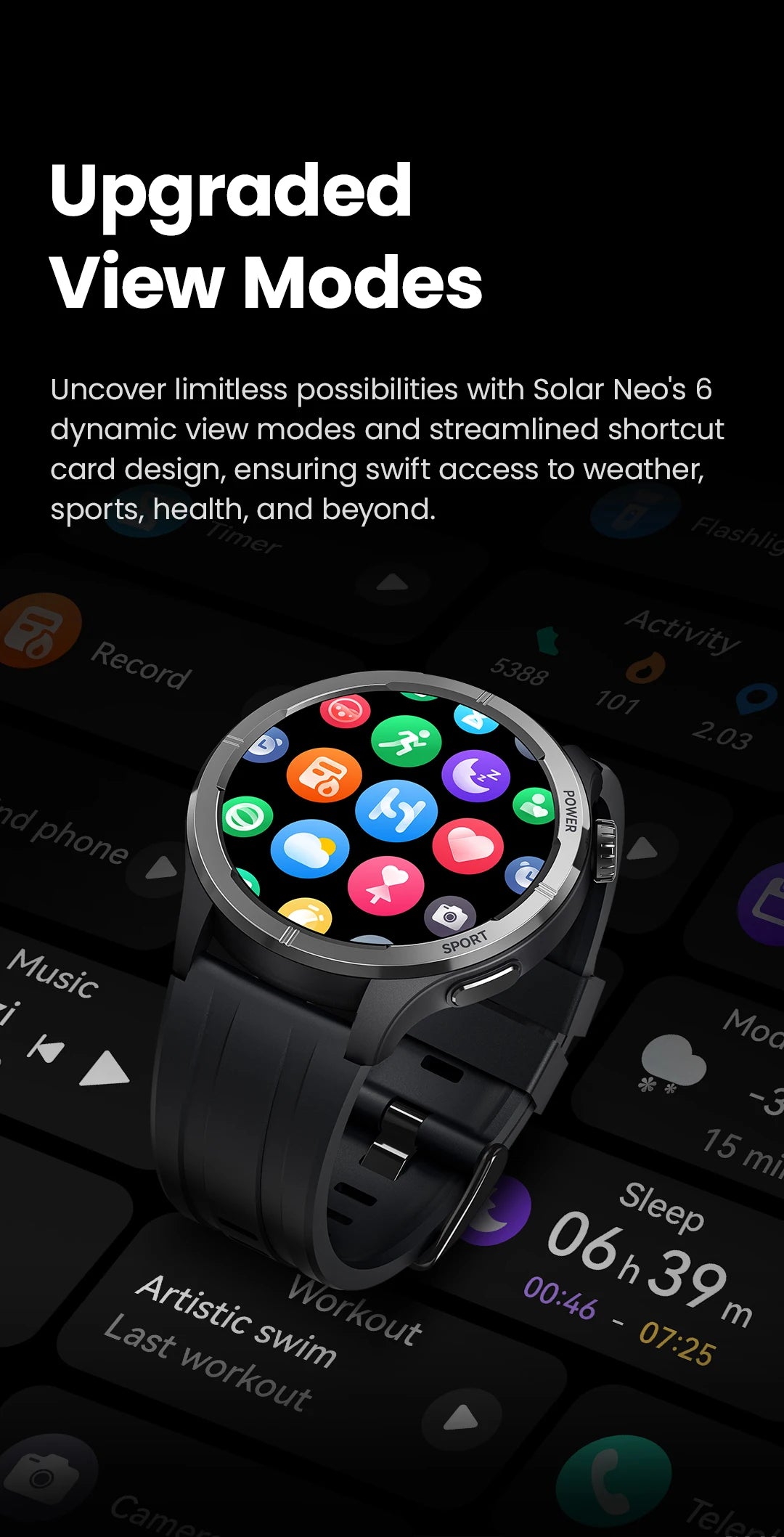 HAYLOU Solar Neo Smart Watch - Bluetooth Calling, 30-Day Battery, IP68 Waterproof, 127 Sports Modes, 24/7 Health Monitor, 1.53" HD Display