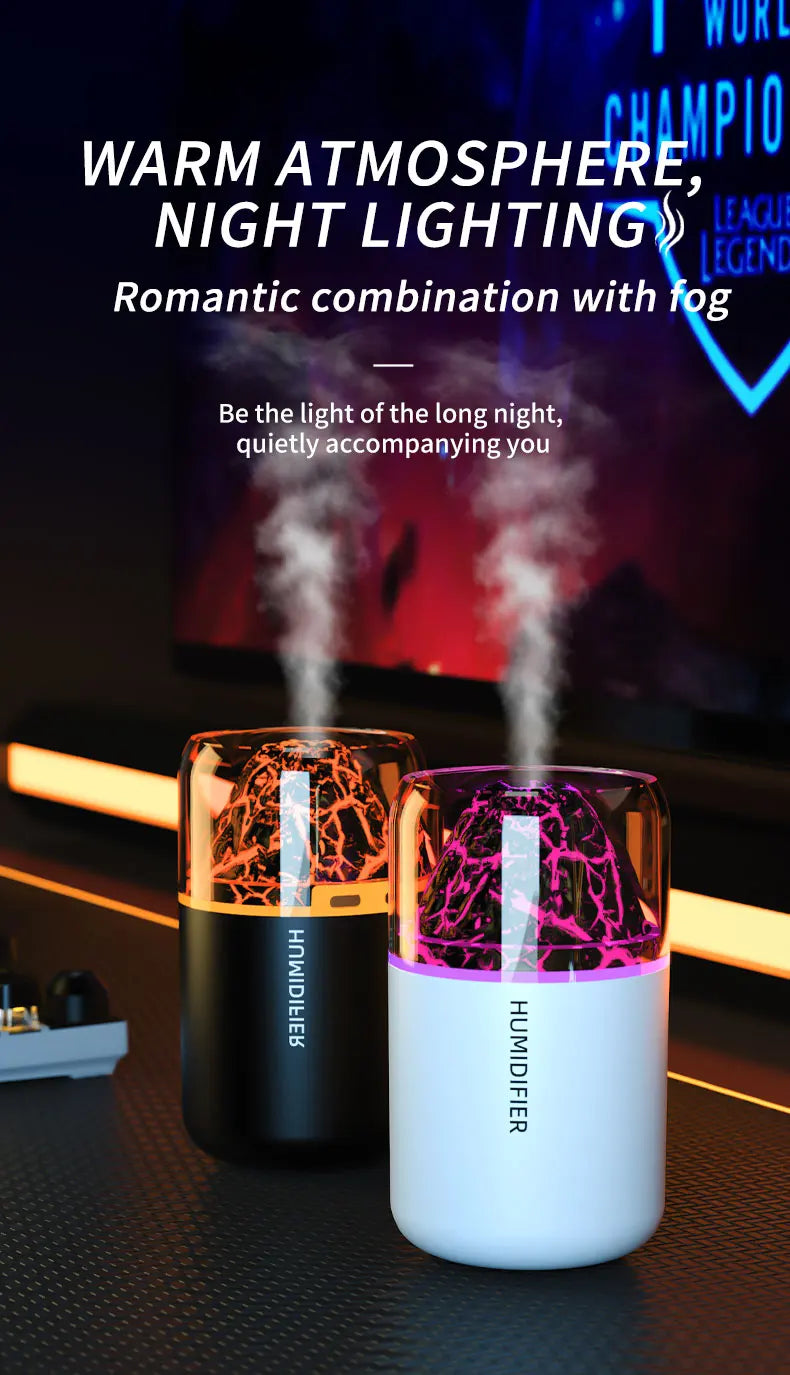 Volcanic Rock LED Mood Lamp with Humidifier & Aromatherapy Diffuser - USB-Powered for Bedroom, Car, Desk | Relaxing Color Changing Night Light Gift