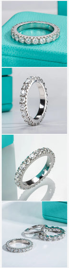 AnuJewel 3mm 2-3ct D Color VVS1 Moissanite Eternity Ring, 925 Sterling Silver Wedding Band Engagement Ring for Women