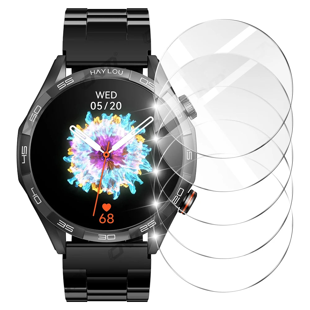ONM 9H Premium Tempered Glass Screen Protector for Haylou Solar 5 Smartwatch - HD Clear, Anti-Fingerprint, 2.5D Rounded Edge