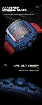 NAVIFORCE 8070 Men's Chronograph Watch - Waterproof Sport Watch with Luminous Hands, Silicone Strap, Calendar, Luxury Fashion Wristwatch