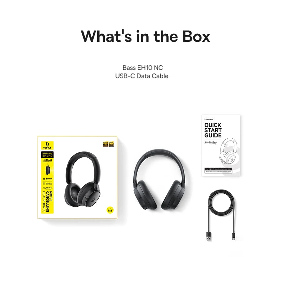 Baseus Bowie H1s Wireless Headphones - Bluetooth 5.4 with 46dB Hybrid ANC, 120H Playtime, Hi-Res Spatial Audio, 0.06s Low Latency, Foldable Over-Ear Headset