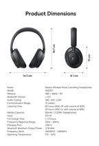 Baseus Bowie H1s Wireless Headphones - Bluetooth 5.4 with 46dB Hybrid ANC, 120H Playtime, Hi-Res Spatial Audio, 0.06s Low Latency, Foldable Over-Ear Headset