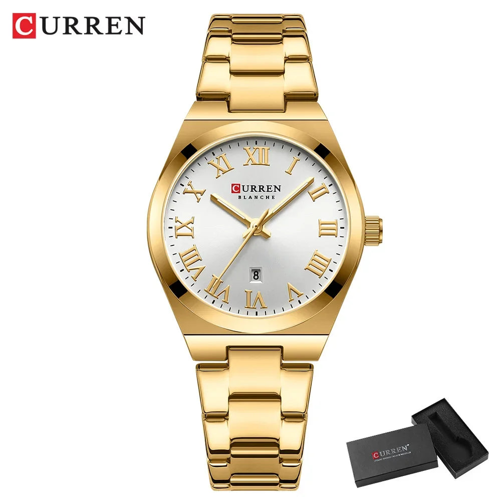 Curren Women's Watch - 33mm Fashion Dress Watch, Stainless Steel Bracelet, Date Display, Water Resistant Analog Watch for Women