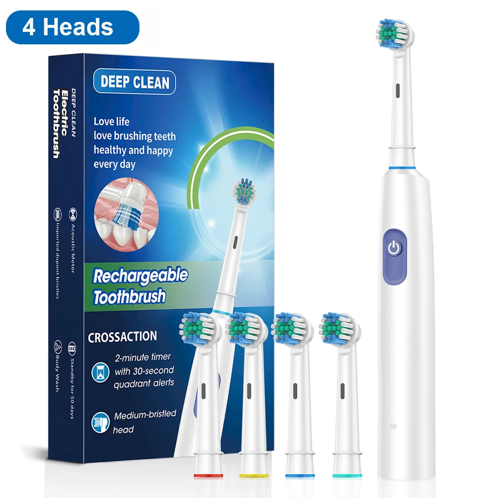 PeiKein Rechargeable Electric Toothbrush for Adults - 5 Mode Rotary Toothbrush with 8 Replacement Brush Heads, 30-Day Battery Life, IP67 Waterproof, 2-Minute Smart Timer