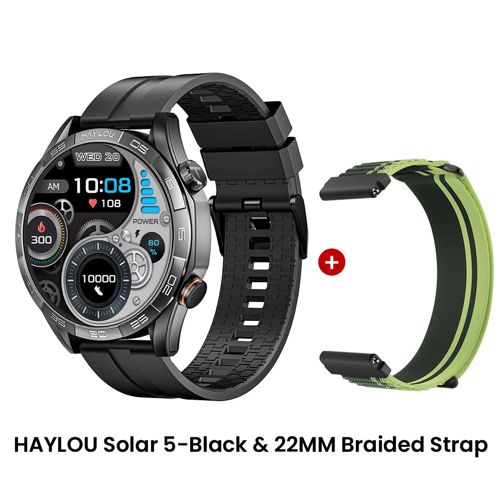 HAYLOU Solar 5 Smart Watch with Bluetooth Calling - 1.58" AMOLED 60Hz Display, 40-Day Battery, 100+ Sports Modes, 24/7 Health Monitor, IP68 Waterproof