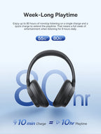 Baseus Bowie H1s Wireless Headphones - Bluetooth 5.4 with 46dB Hybrid ANC, 120H Playtime, Hi-Res Spatial Audio, 0.06s Low Latency, Foldable Over-Ear Headset