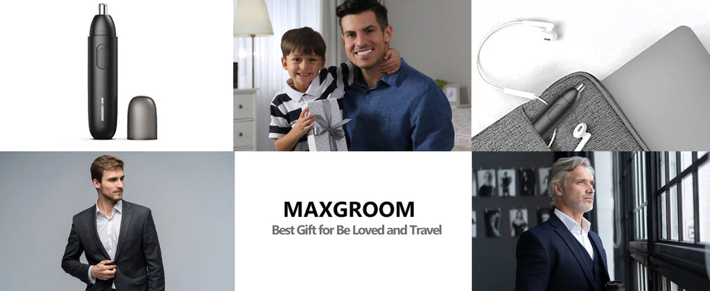 MAXGROOM Professional Rechargeable Nose Hair Trimmer for Men - 360° Rotating Dual Blade, Painless Eyebrow & Facial Hair Trimmer, USB Charging, Wet & Dry Use