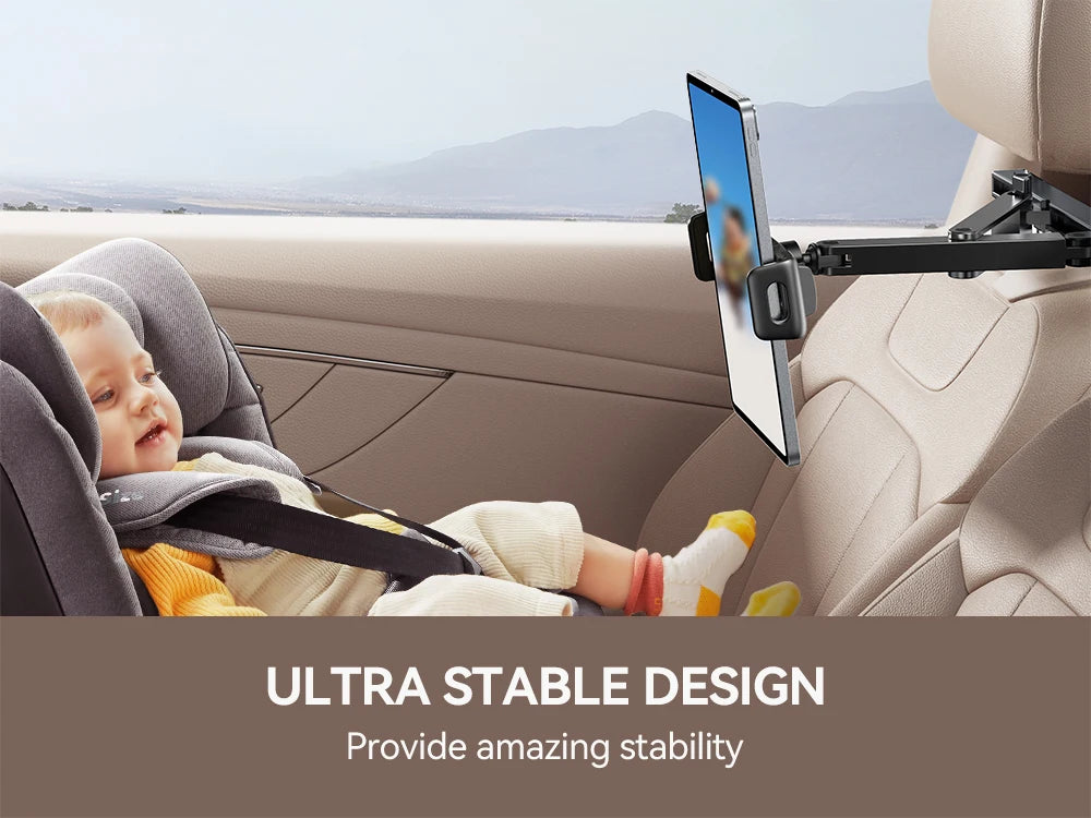 Joyroom Car Headrest Tablet Holder - Adjustable 3-in-1 Backseat Mount for iPad, Phones & Tablets 4.7"-12.9", Foldable & Stable