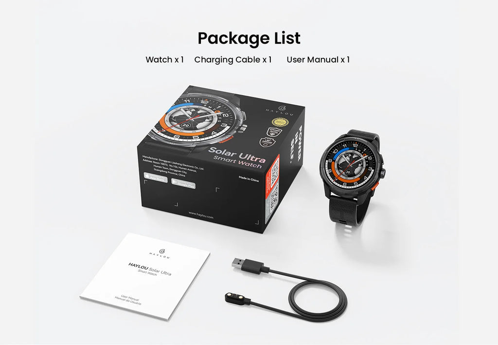 HAYLOU Solar Ultra GPS Smartwatch - 1.6" AMOLED, Built-in GPS, 5ATM Waterproof, Bluetooth Calling, 170+ Sports Modes, 22-Day Battery