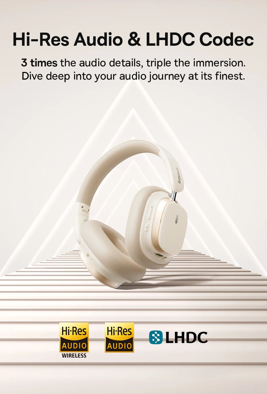 Baseus Bowie H1s Wireless Headphones - Bluetooth 5.4 with 46dB Hybrid ANC, 120H Playtime, Hi-Res Spatial Audio, 0.06s Low Latency, Foldable Over-Ear Headset