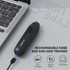 MAXGROOM Professional Rechargeable Nose Hair Trimmer for Men - 360° Rotating Dual Blade, Painless Eyebrow & Facial Hair Trimmer, USB Charging, Wet & Dry Use