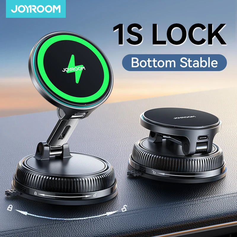 Joyroom MagSafe Car Phone Holder - 15W Fast Wireless Charger, Magnetic Vacuum Suction Mount for iPhone 15/14/13/12 Series